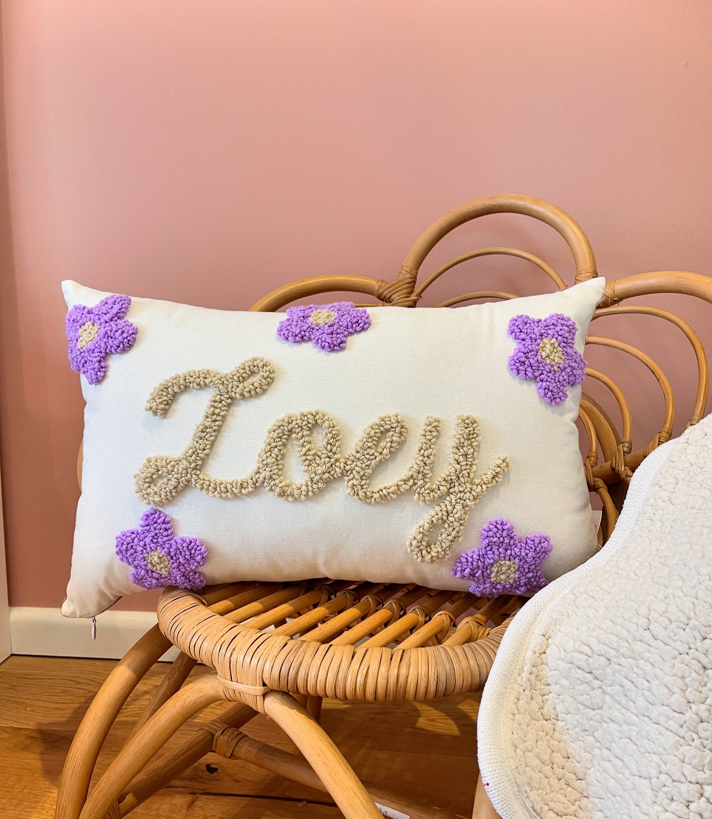 Daisy Personalised Punch Needle Cushion
