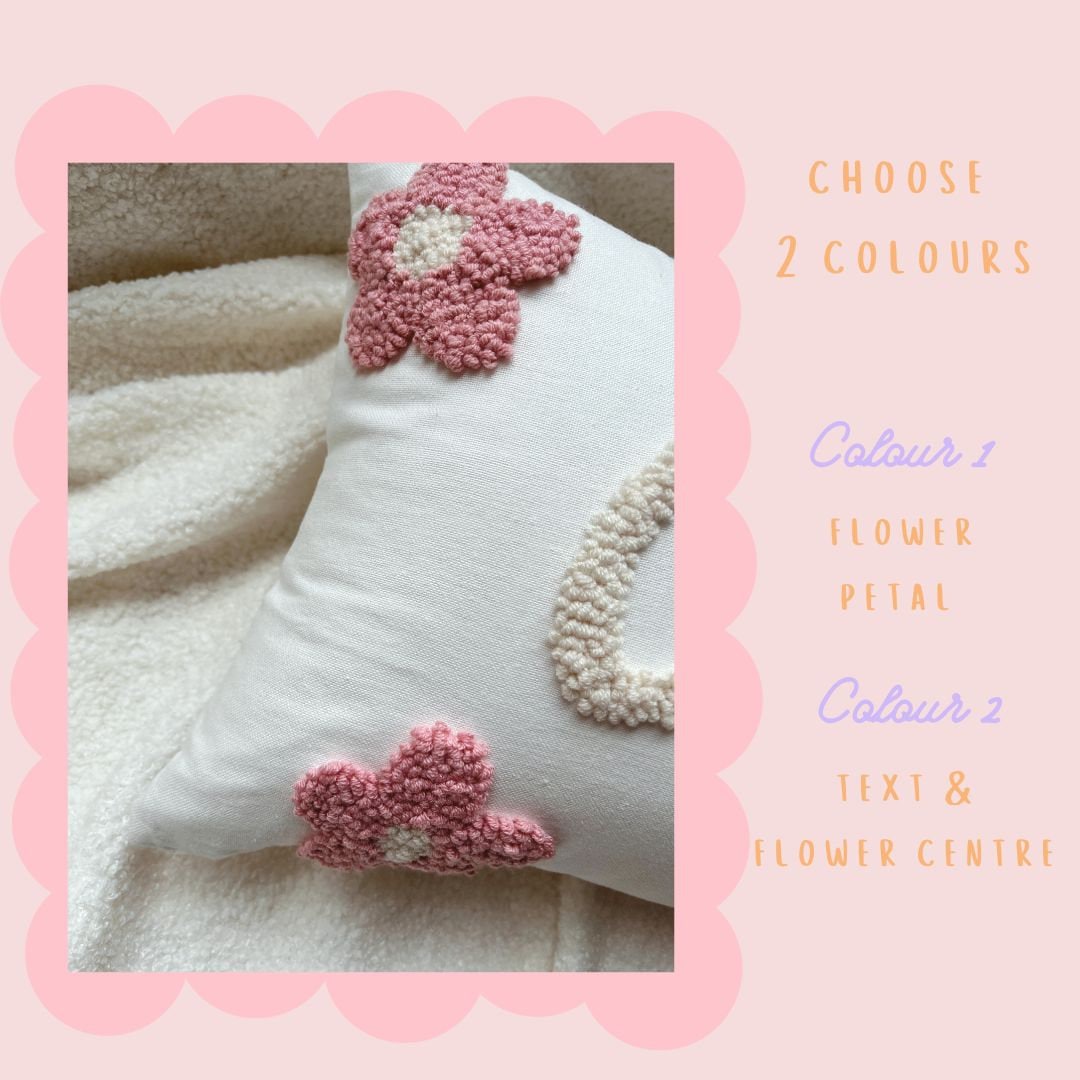 Daisy Personalised Punch Needle Cushion
