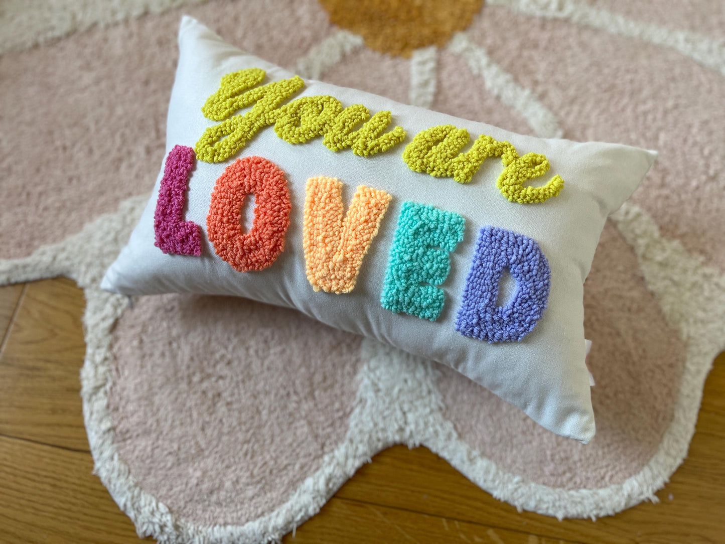 YOU ARE LOVED Rainbow Colourful Cushion- READY to dispatch