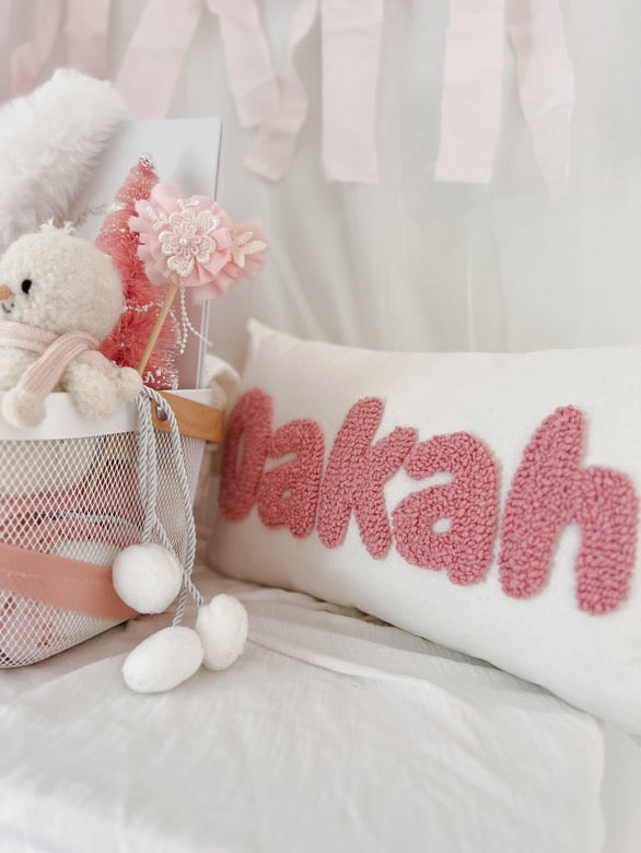 Bubble Font Personalised Punch Needle Cushion