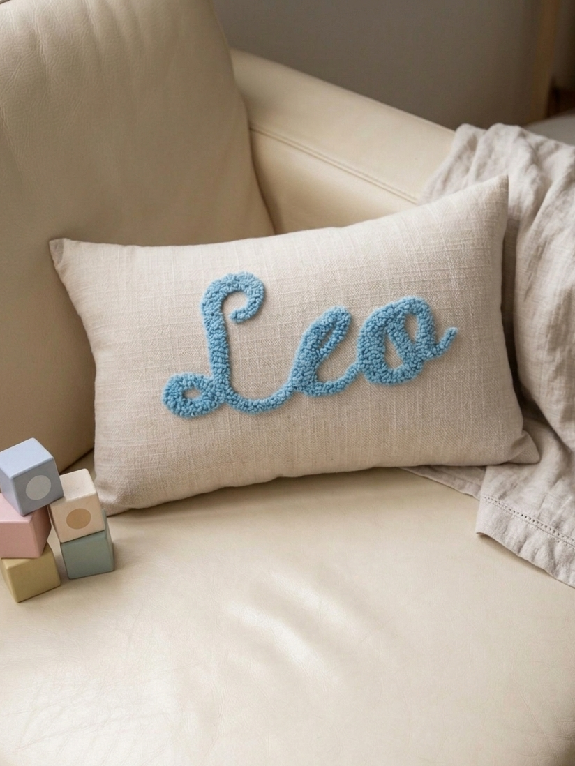 Light Cream Linen: Personalised Cushion
