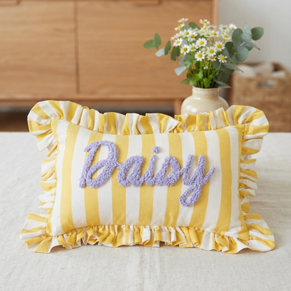 Yellow Stripes Personalised Cushion