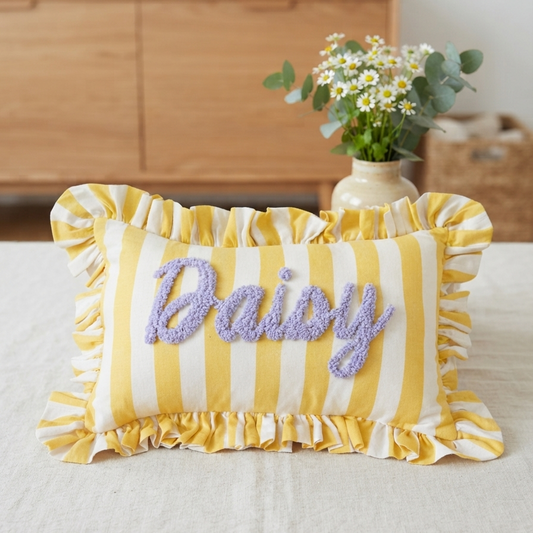 Yellow Stripes Personalised Cushion
