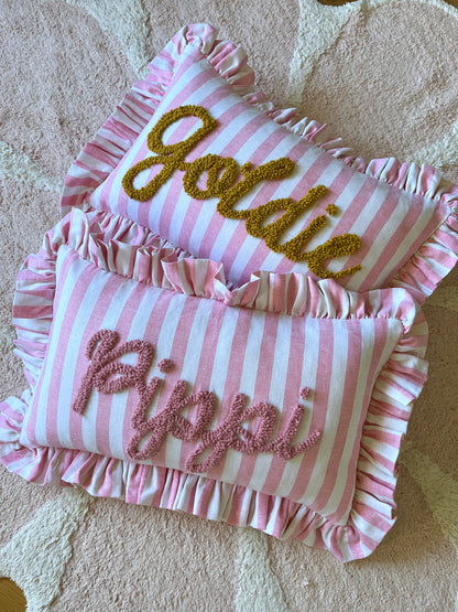 Personalised Ruffled Cushion: Various Fabrics