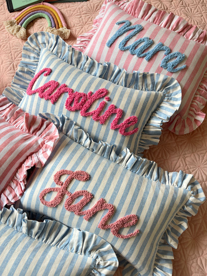Personalised Ruffled Cushion: Various Fabrics