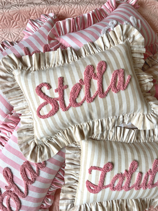 Sand Stripes Ruffled Cushion