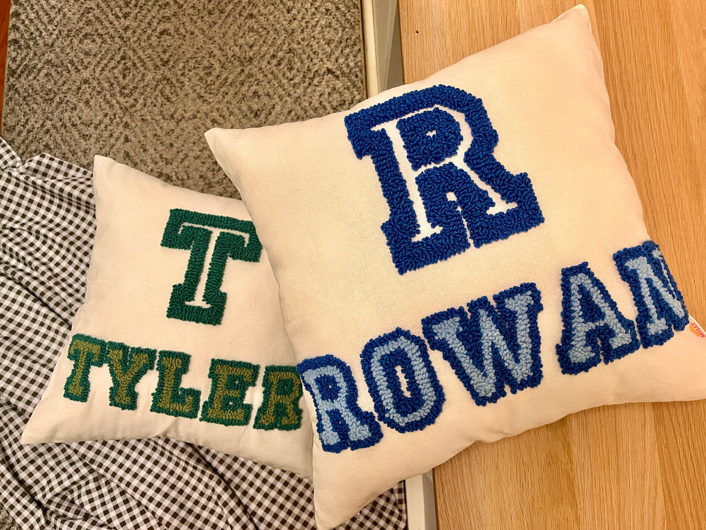 Varsity Style: Personalised Punch Needle Decorative Cushion