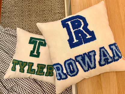 Varsity Style: Personalised Punch Needle Decorative Cushion