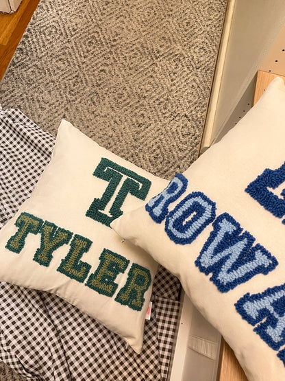 Varsity Style: Personalised Punch Needle Decorative Cushion