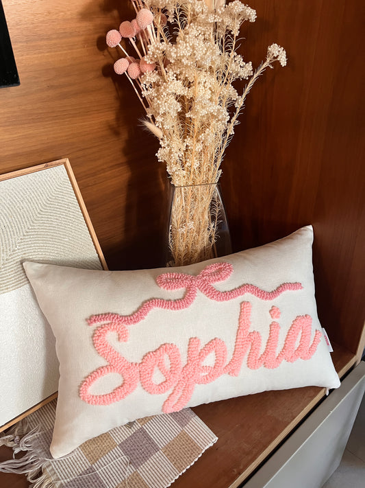 Top Bow Personalised Punch Needle Cushion