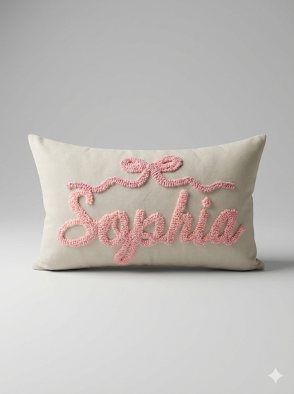 Top Bow Personalised Punch Needle Cushion