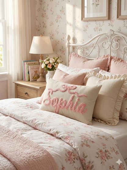 Top Bow Personalised Punch Needle Cushion