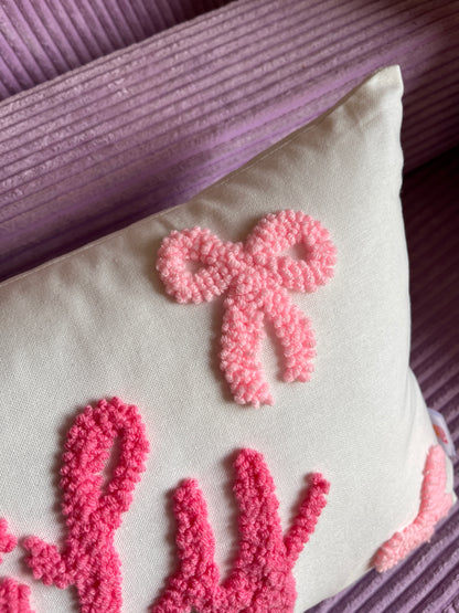 Dainty Bows Personalised Punch Needle Cushion
