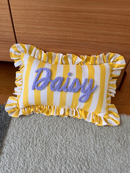 Yellow Stripes Personalised Cushion