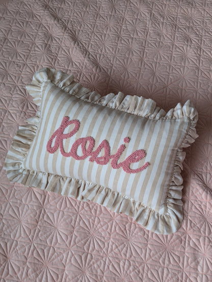 Sand Stripes Ruffled Cushion