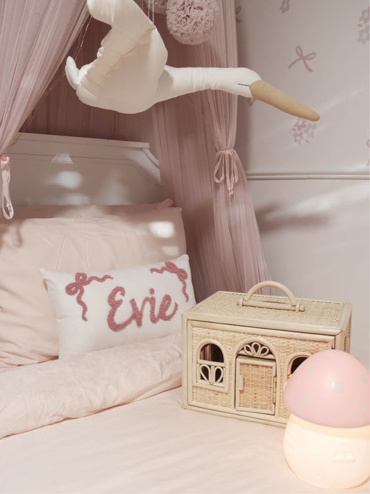 Double Bows Personalised Punch Needle Cushion