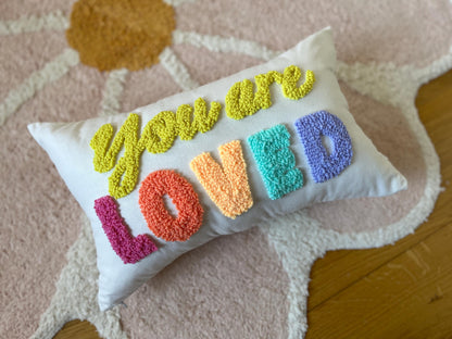 YOU ARE LOVED Rainbow Colourful Cushion- READY to dispatch